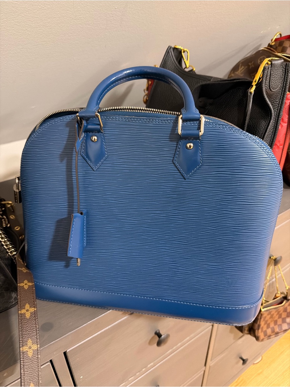 Louis Vuitton Blue Epi Alma Satchel